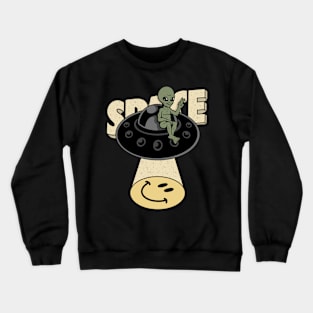 Alien and Smile, Alien and Space, Alien on Space Crewneck Sweatshirt